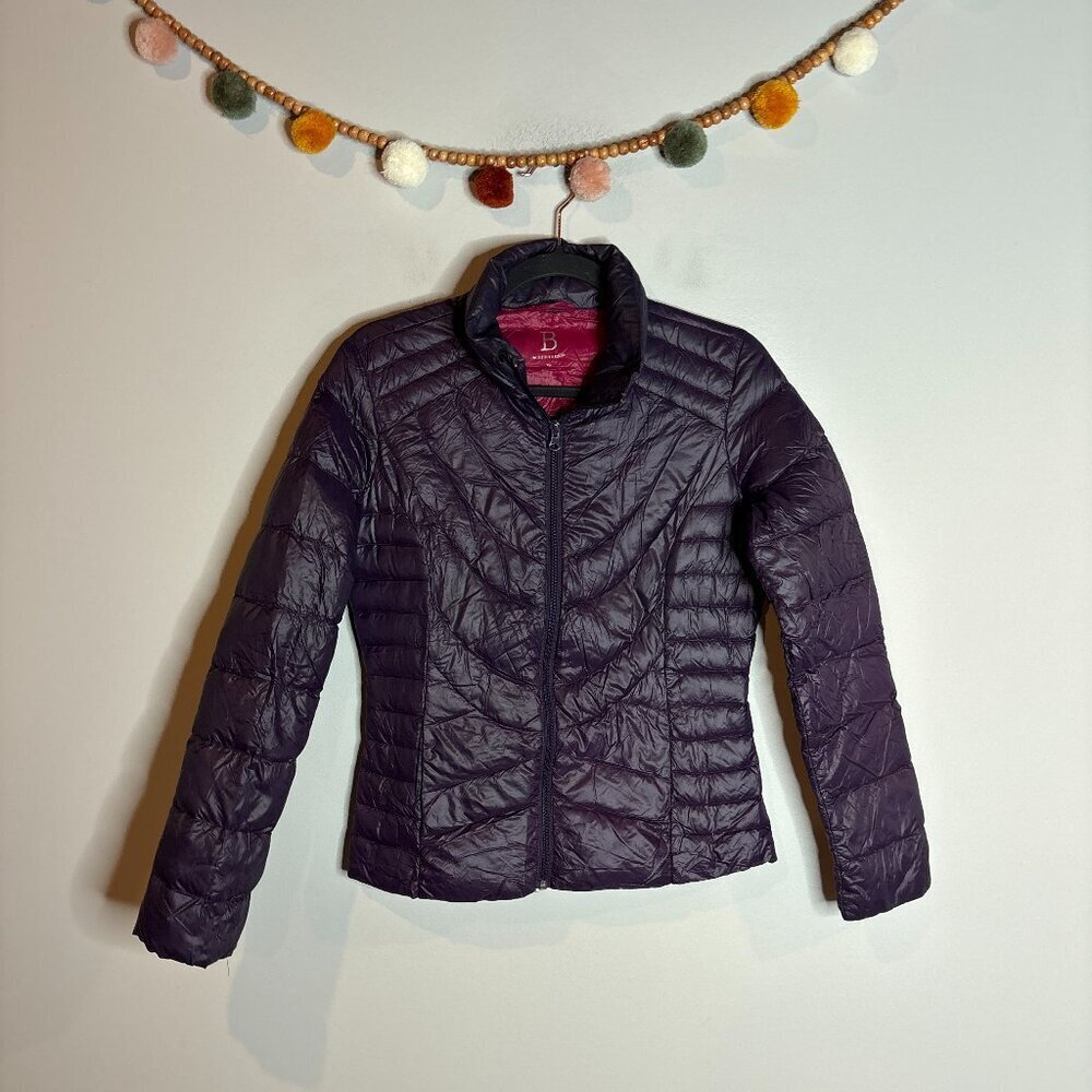 Bernardo dark purple packable down puffer coat